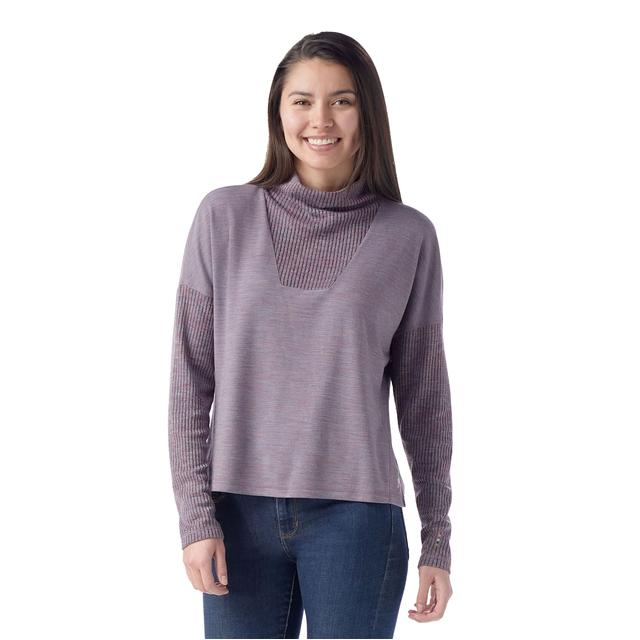 Smartwool Womens Thermal Merino Rib Top N81 Chalk Violet Heather