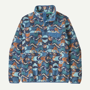 Patagonia Womens Lightweight Synchilla Snap-T Pullover SGS Swallowtail Geo: Still Blue / L