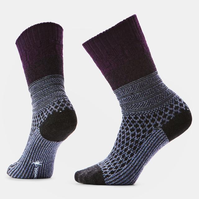 Smartwool Womens Everyday Popcorn Cable Crew Socks Q51 Chalk Violet