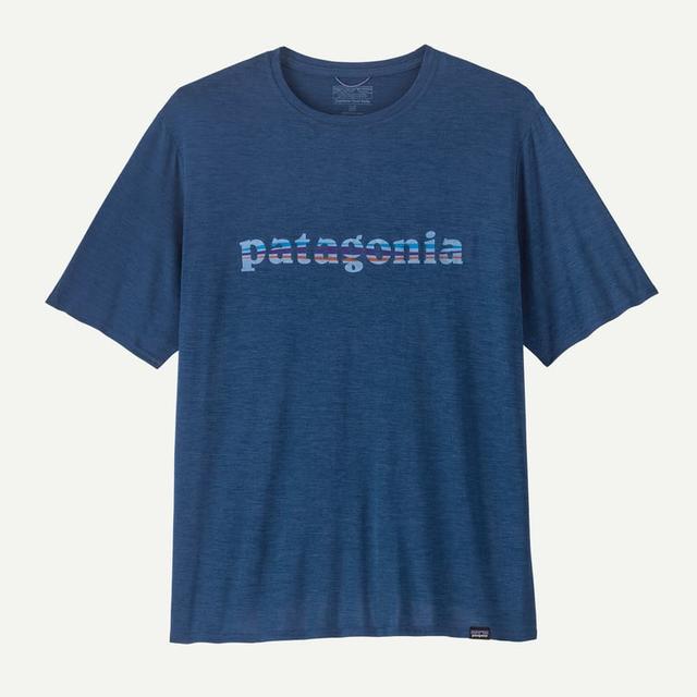 Patagonia Mens Capilene Cool Daily Graphic Shirt TCX 73 Text Logo: Clement Blue X-Dye / L