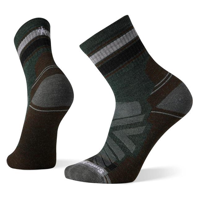Smartwool Mens Hike Light Cushion Striped Mid Crew Socks G51 Dark Sage