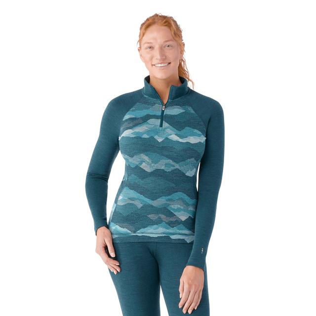 Smartwool Womens Classic Thermal Merino Base Layer 1/4 Zip Twilight Blue ountain / M