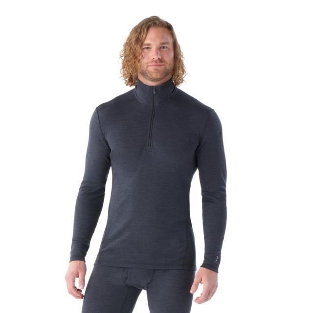 Smartwool Mens Classic Thermal Merino Base Layer 1/4 Zip 010 Charcoal Heather