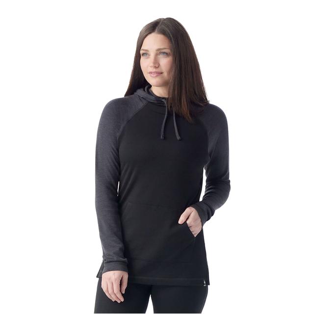Smartwool Womens Thermal Drape Neck Hoodie A41 Black/Charcoal Heather