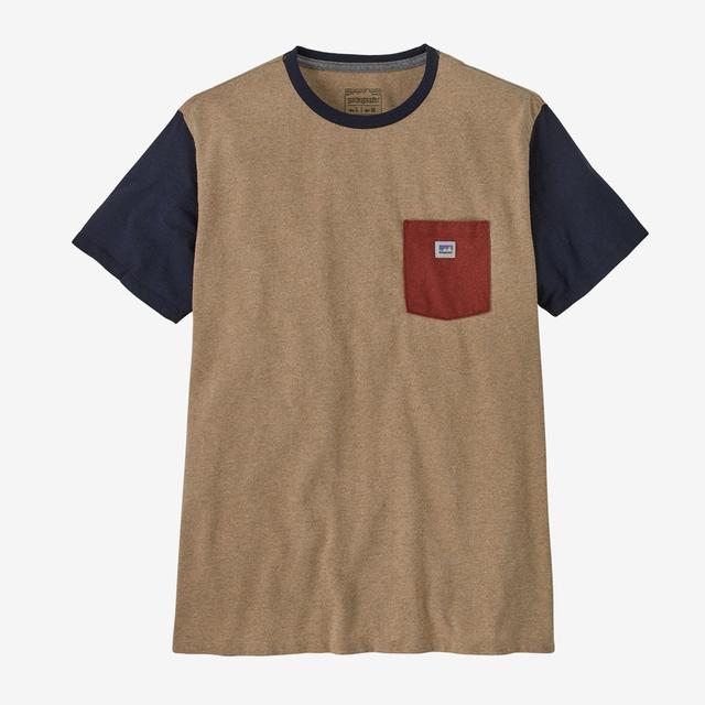Patagonia M Shop Sticker Pocket Responsibili-Tee GRBN Grayling Brown