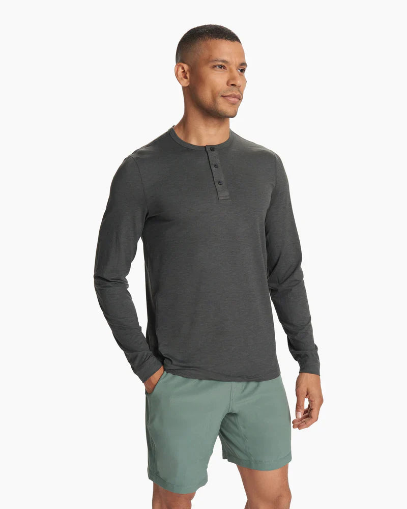 Vuori M LS Ease Performance Henley HCC Charcoal Heather