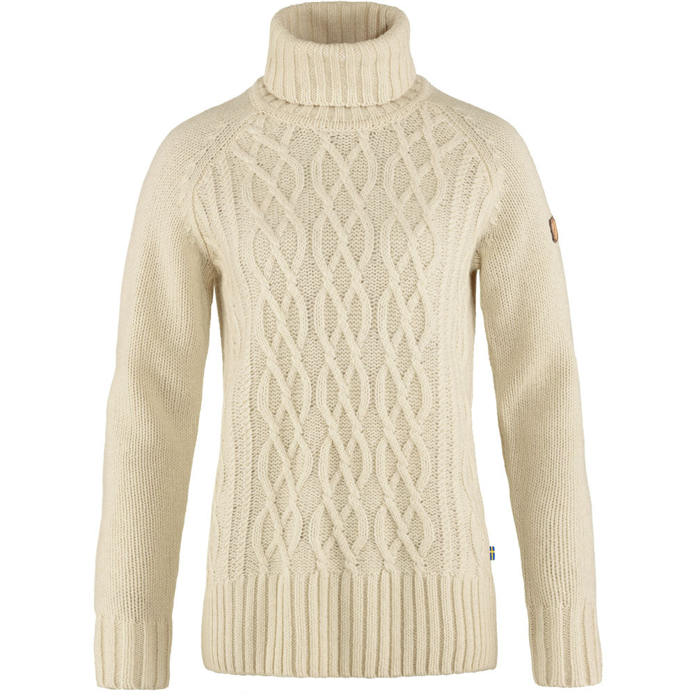 Fjallraven Women's Ovik Cable Knit Roller Neck Chalk White