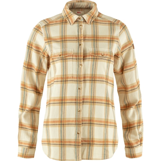 Fjallraven W Ovik Heavy Flannel Shirt 113-196 Chalk White-Dune Beige