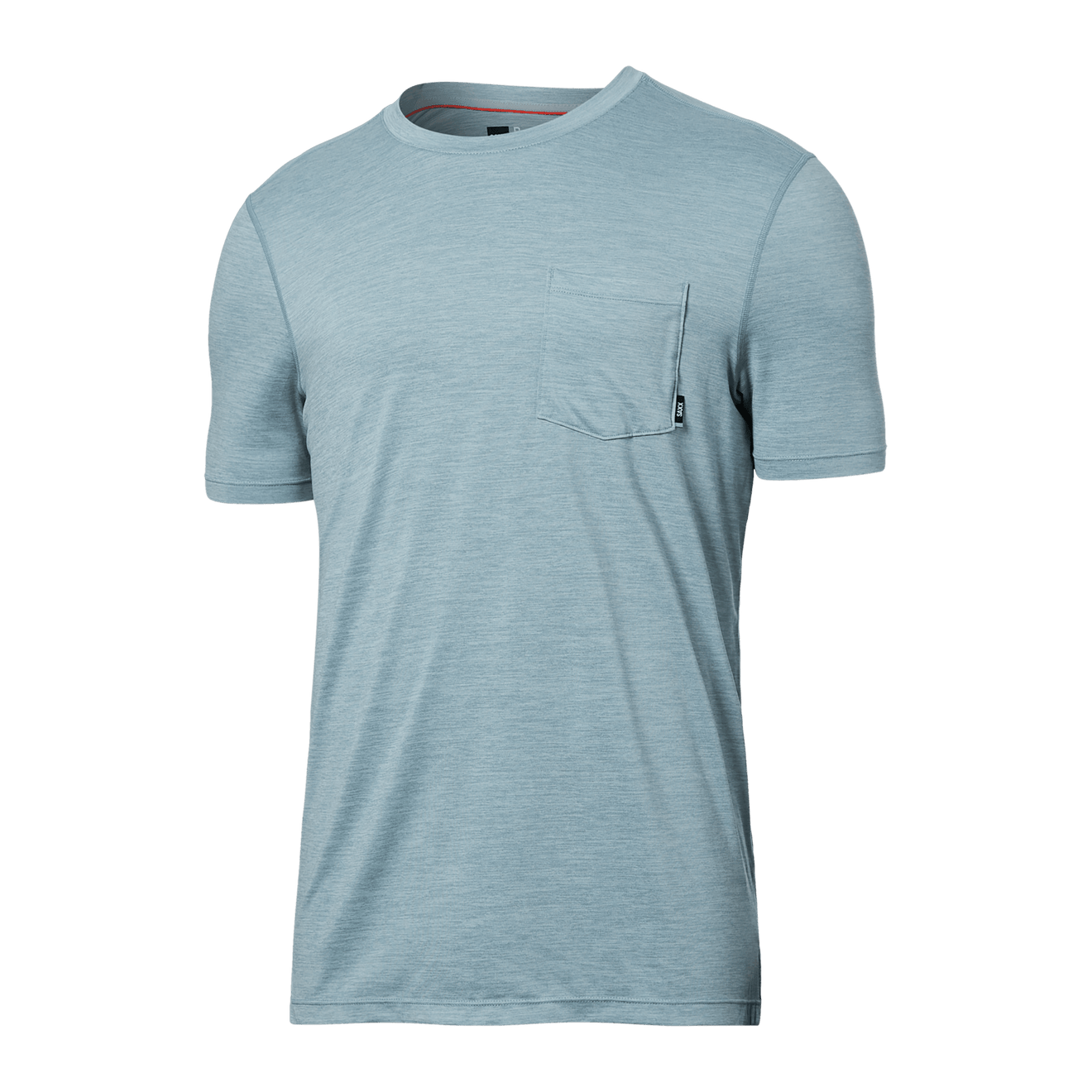 Saxx Underwear Co. M DropTemp All Day Cooling SS Pocket Tee QHL Light Aqua Heather