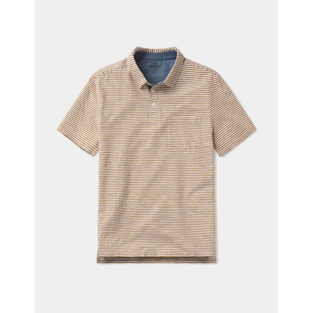 The Normal Brand Men's Vintage Slub Pocket Polo Bronze tripe / S