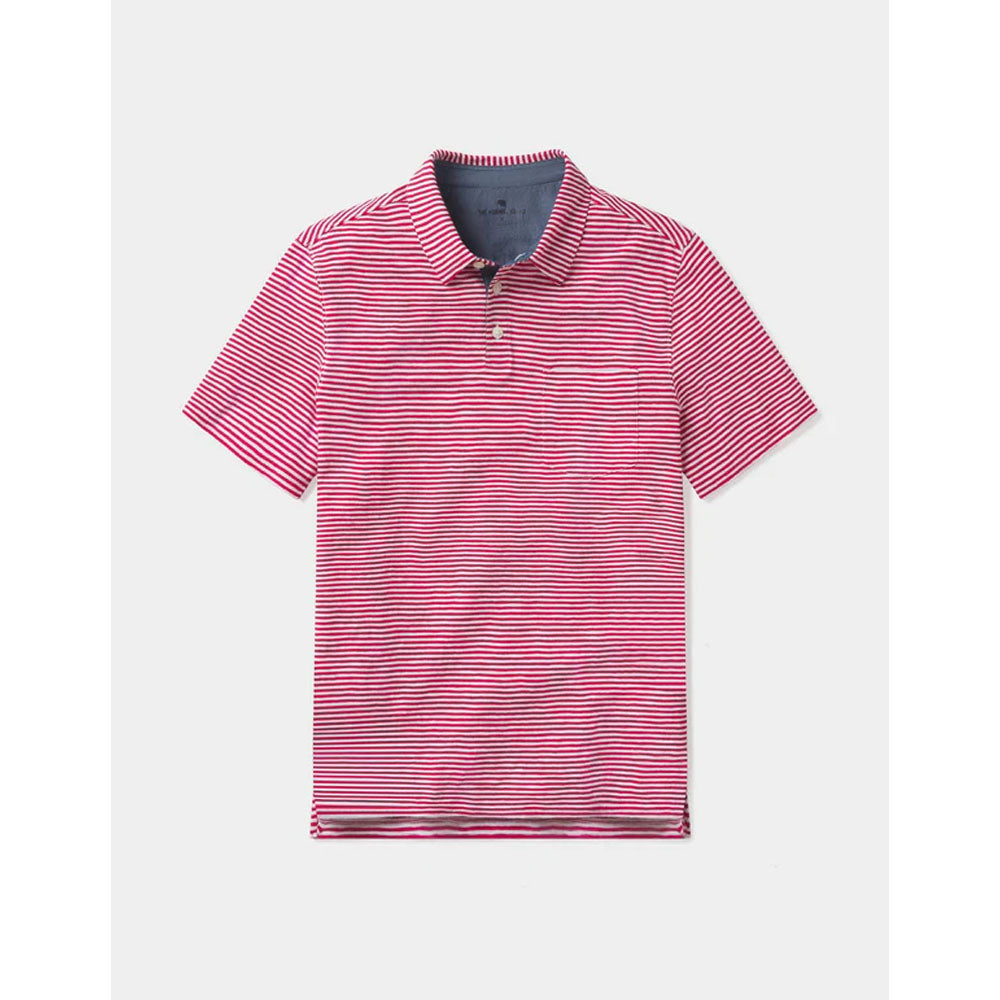 The Normal Brand Men's Vintage Slub Pocket Polo Crimson Stripe