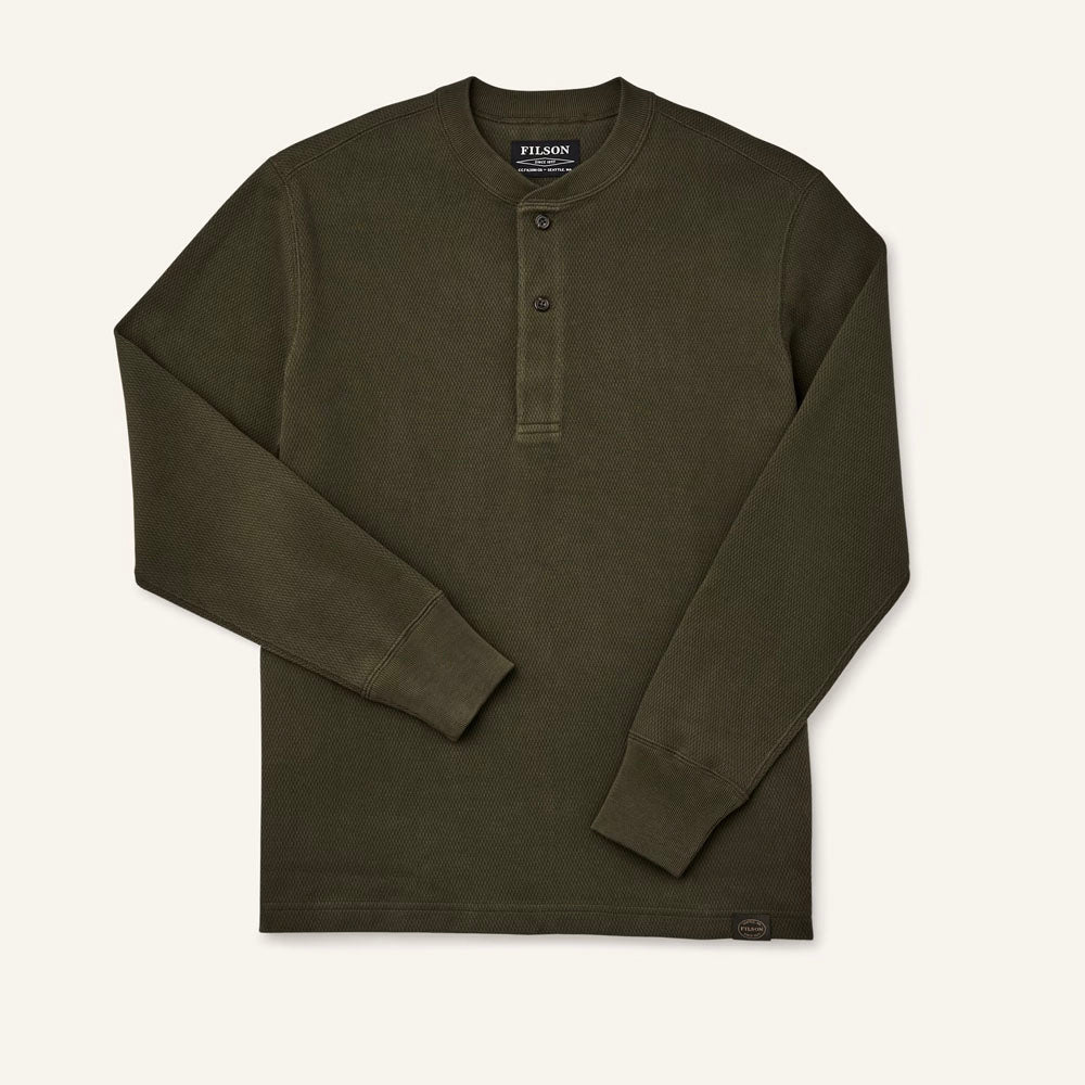 Filson Men's Waffle Knit Henley Mossy Rock