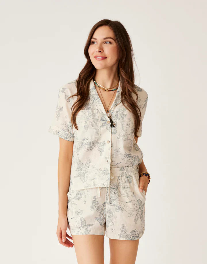 Carve Designs Womens Luca Linen Shirt Rum Print