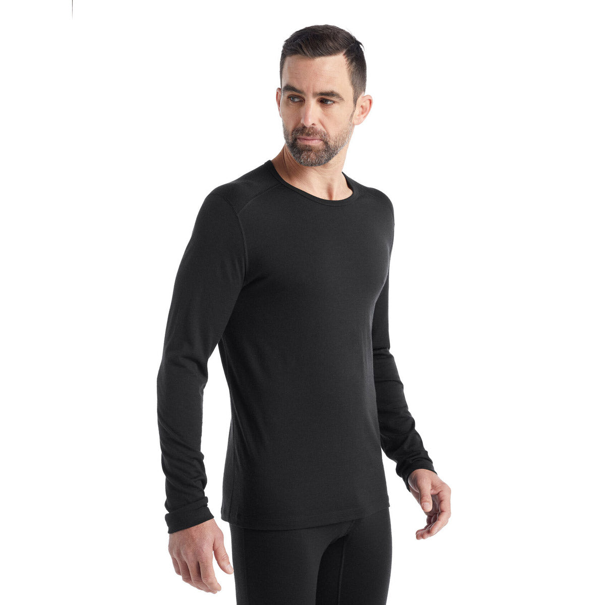Icebreaker Men's Merino 200 Oasis Long Sleeve Crewe Thermal Top Black