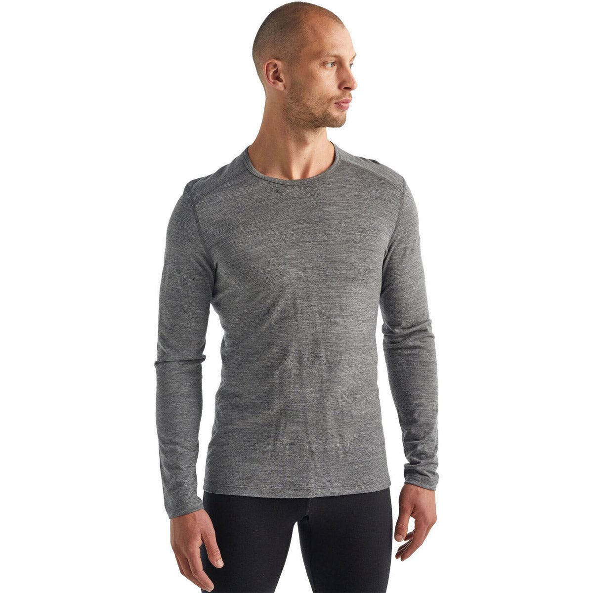 Icebreaker Men's Merino 200 Oasis Long Sleeve Crewe Thermal Top Gritstone Heather