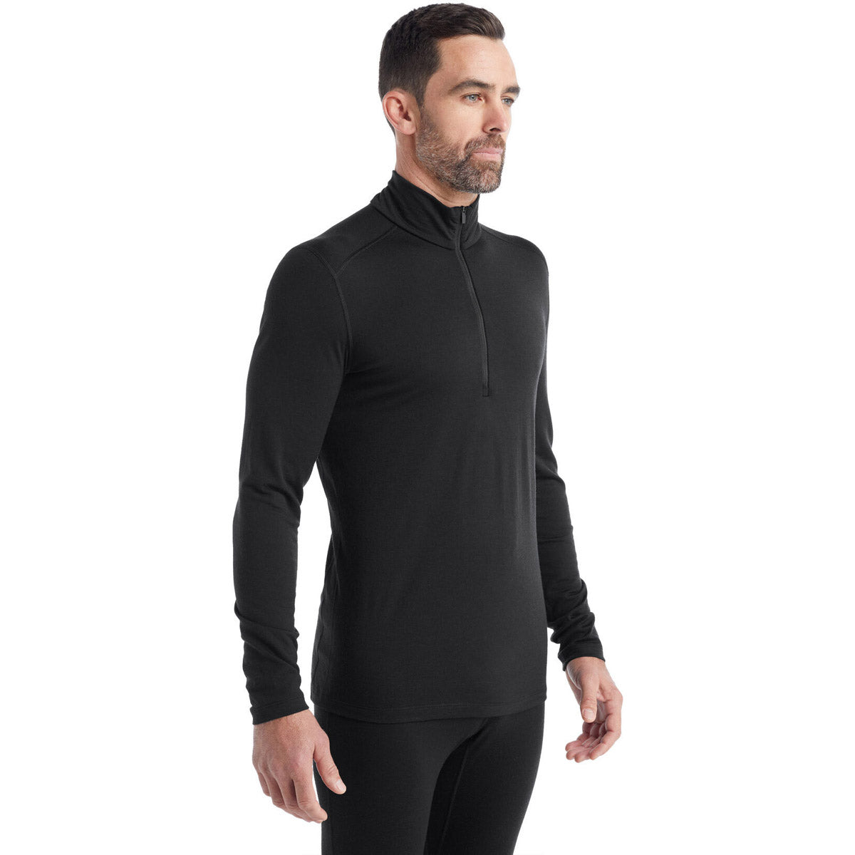 Icebreaker Men's Merino 200 Oasis Long Sleeve Half Zip Thermal Top Black