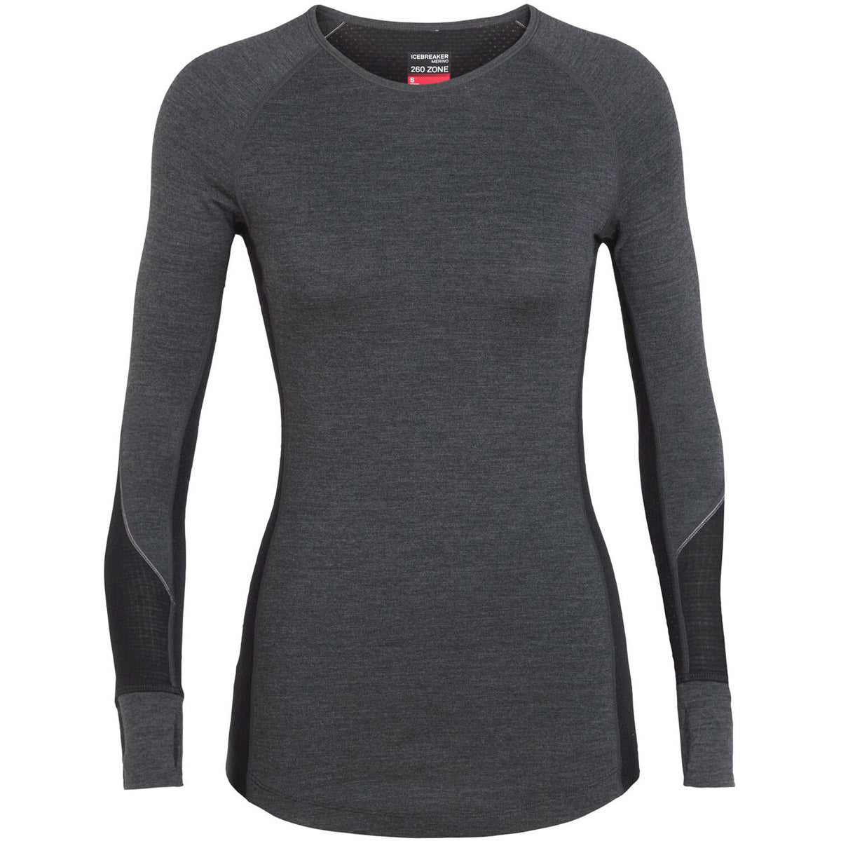 Icebreaker Women's BodyfitZone Merino 260 Zone Long Sleeve Crewe Thermal Top Jet Heather/Black