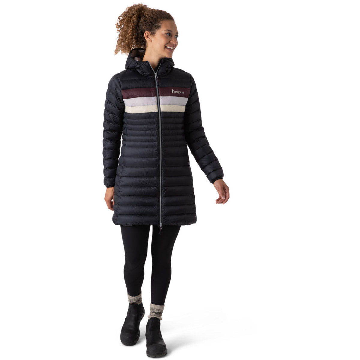 Cotopaxi Women's Fuego Down Parka Black Stripes