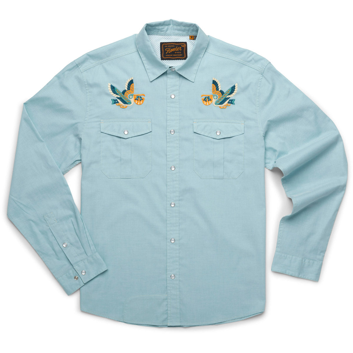 Howler Brothers Men's Gaucho Snapshirt Pelican Portage: Nile Blue Oxford