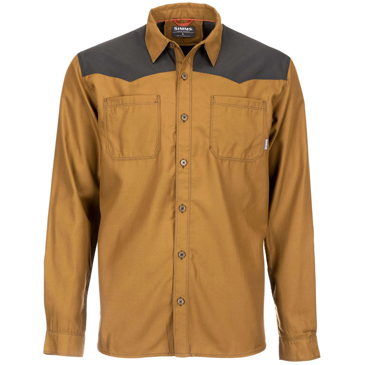 Simms Fishing Men&#39;s Blacks Ford Flannel Long Sleeve Shirt Dark Bronze