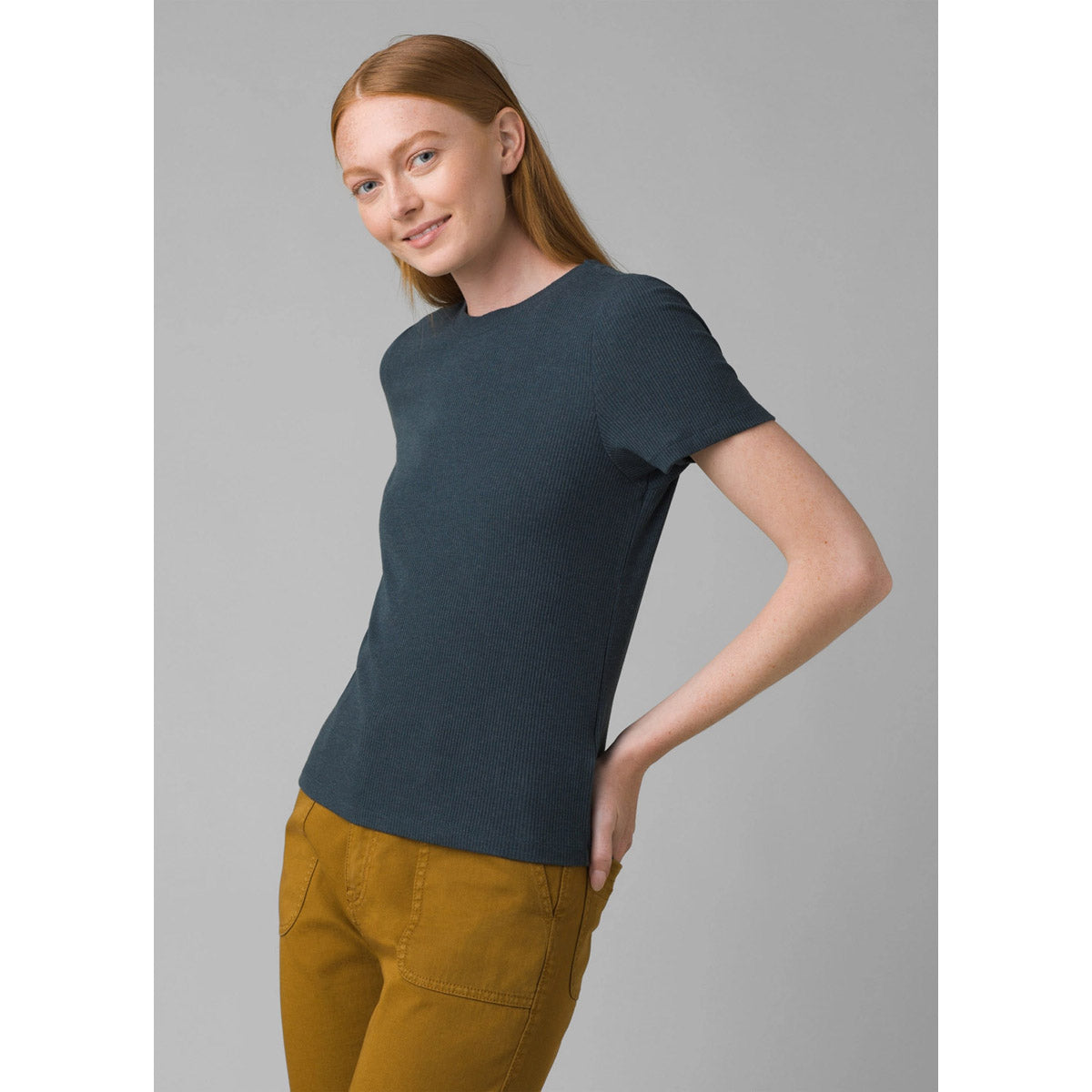 Prana Women's Foundation Rib Tee Grey Blue Heather