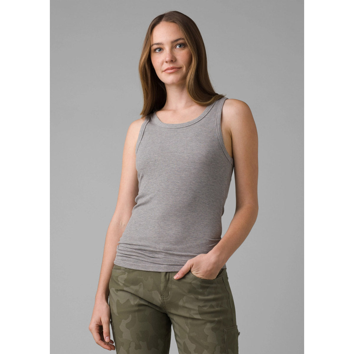 Prana Women's Foundation Rib Tank Heather Grey