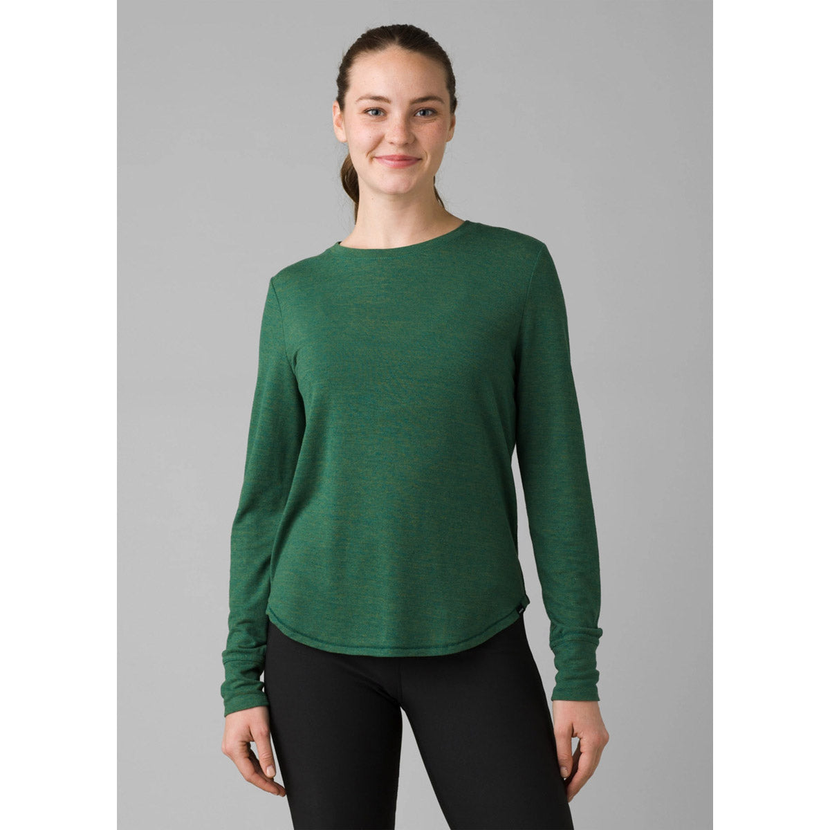 Prana Women's Cozy Up Long Sleeve Tee Deep Pine Heather