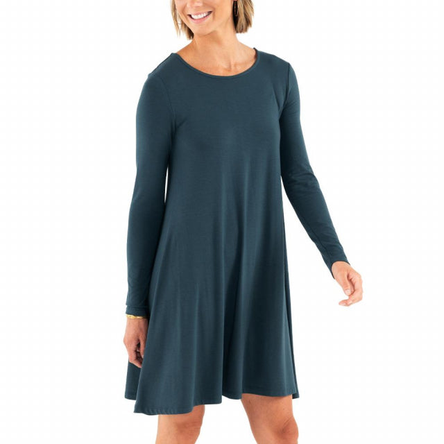 Free Fly Apparel Women&#39;s Bamboo Journey Dress Blue Dusk