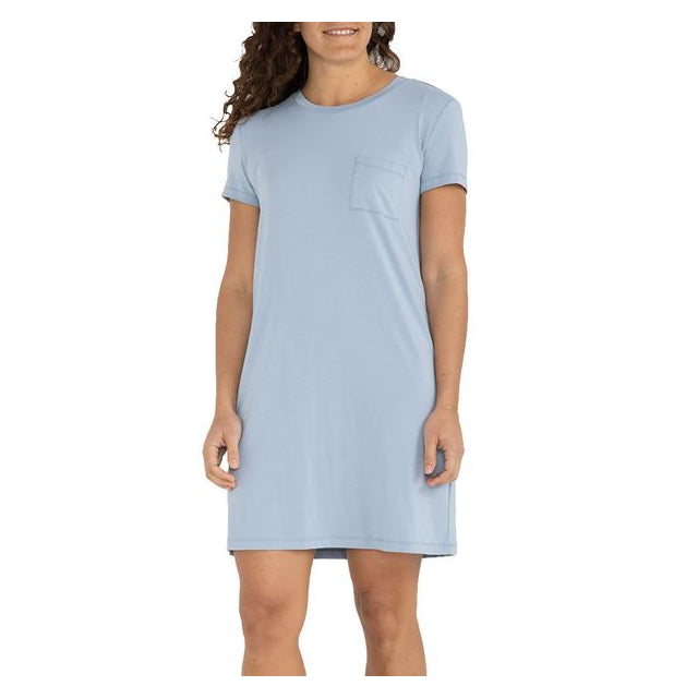 Free Fly Apparel Women's Bamboo Flex Pocket Dress Cays Blue