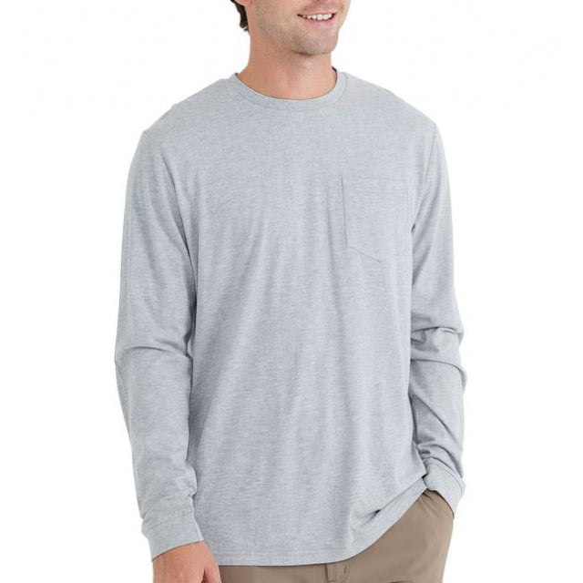 Free Fly Apparel Men&#39;s Bamboo Heritage Pocket Long Sleeve Light Heather Grey