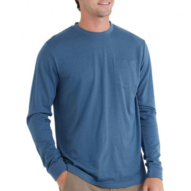 Free Fly Apparel Men&#39;s Bamboo Heritage Pocket Long Sleeve Light Heather Grey