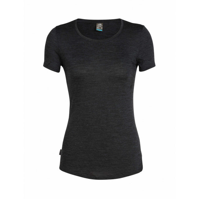 Icebreaker Women's Cool-Lite Sphere Short Sleeve Low Crewe Black Heather