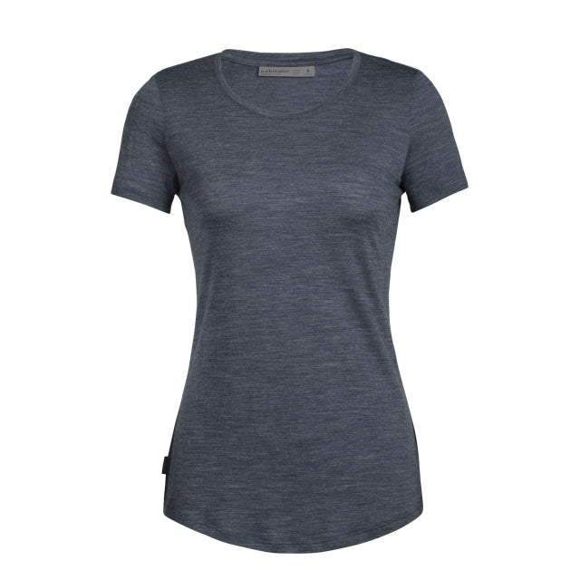 Icebreaker Women&#39;s Cool-Lite Sphere Short Sleeve Low Crewe Midnight Navy Heather