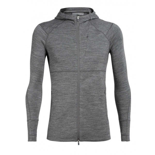Icebreaker Men's Merino Quantum II Long Sleeve Zip Hood Jacket Gritstone Heather