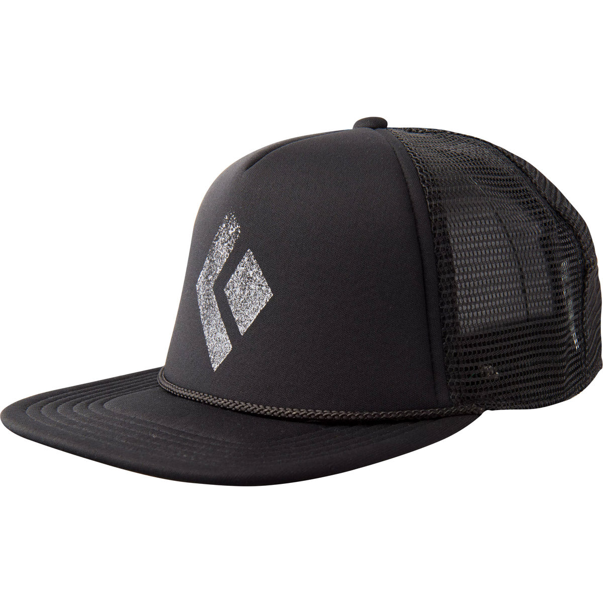 Black Diamond Flat Bill Trucker Hat Black White