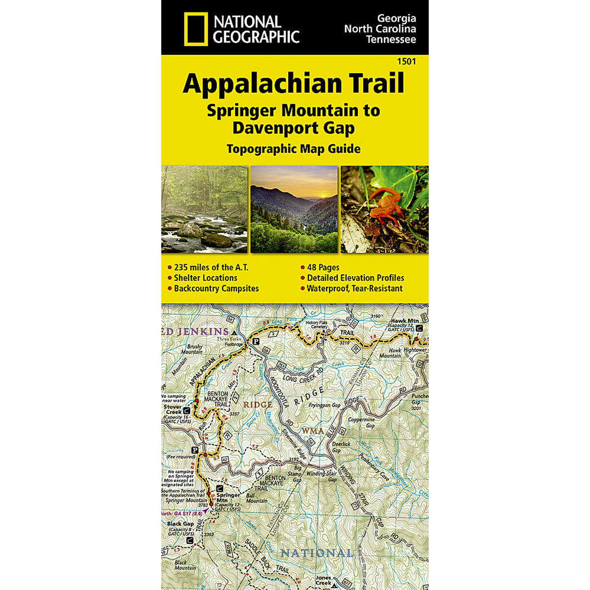 Appalachian Trail Map, Springer Mountain to Davenport Gap [GA,NC,TN]