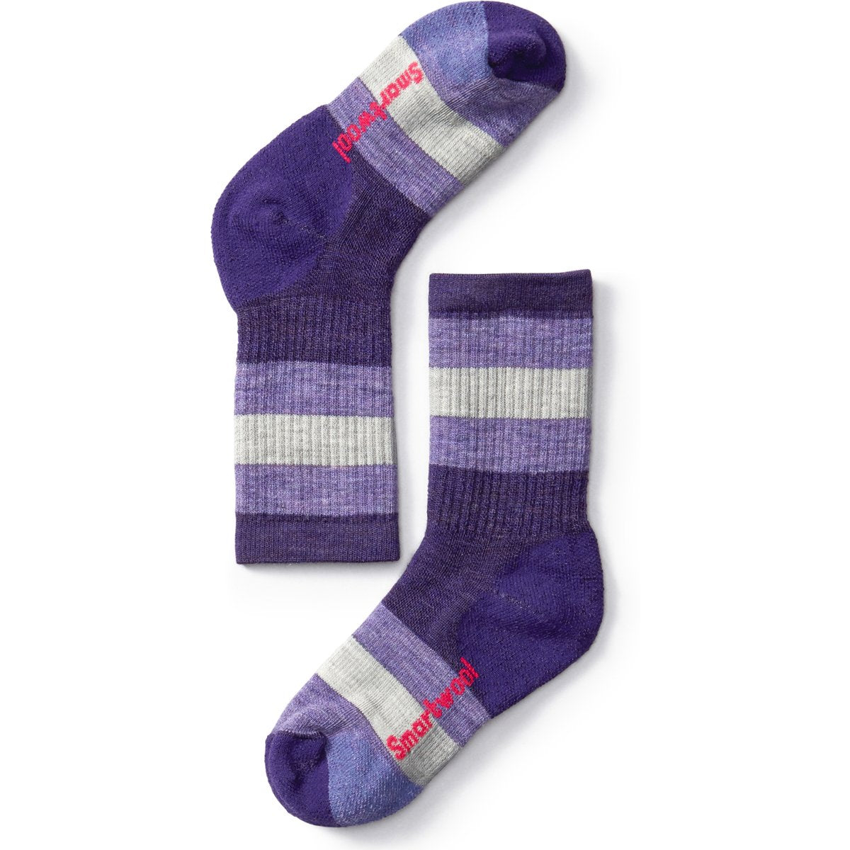 Smartwool Kids&#39; Hike Medium Striped Crew Socks Mountain Purple