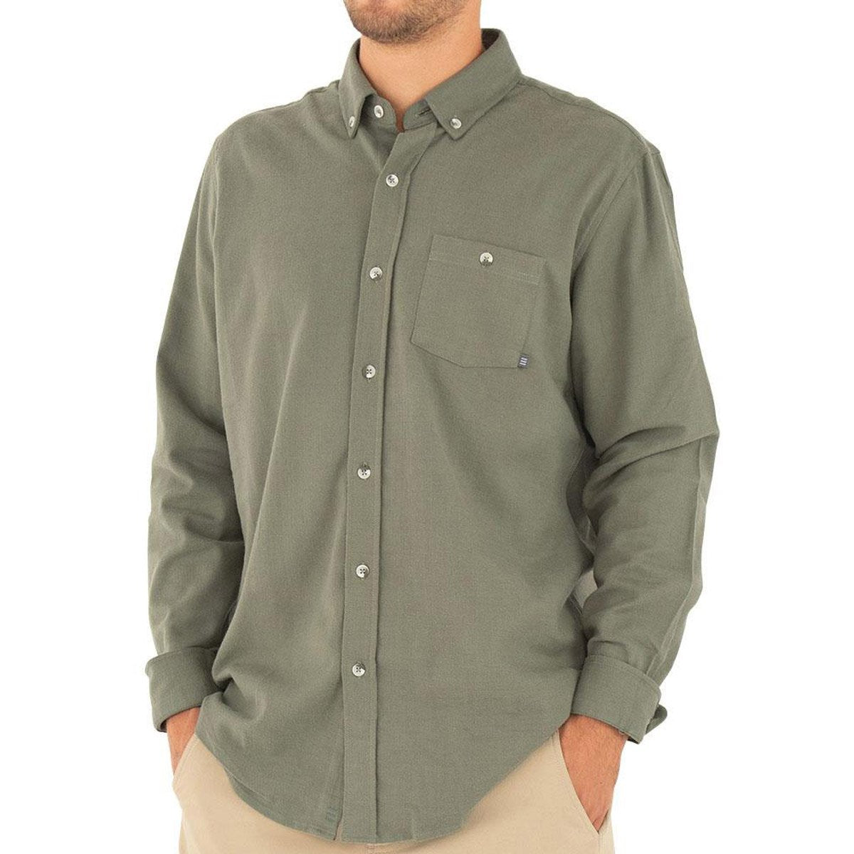 Free Fly Apparel Men's Bamboo Flannel Button Up Dark Olive