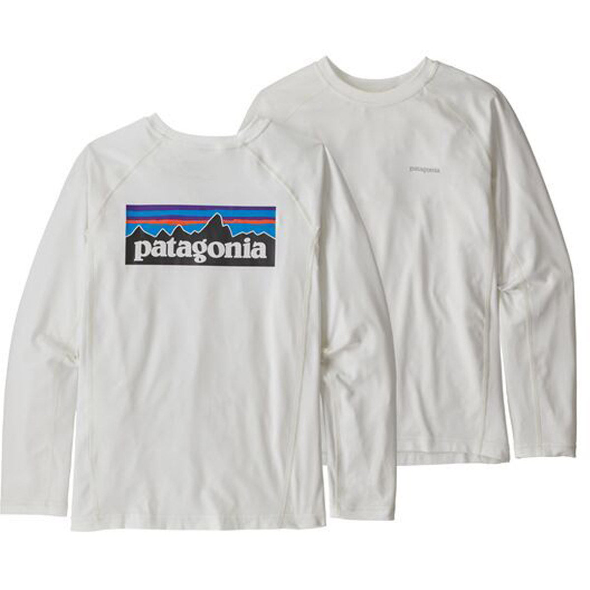 Patagonia Kids' Long-Sleeved Capilene Silkweight Rashguard P-6 Logo: White