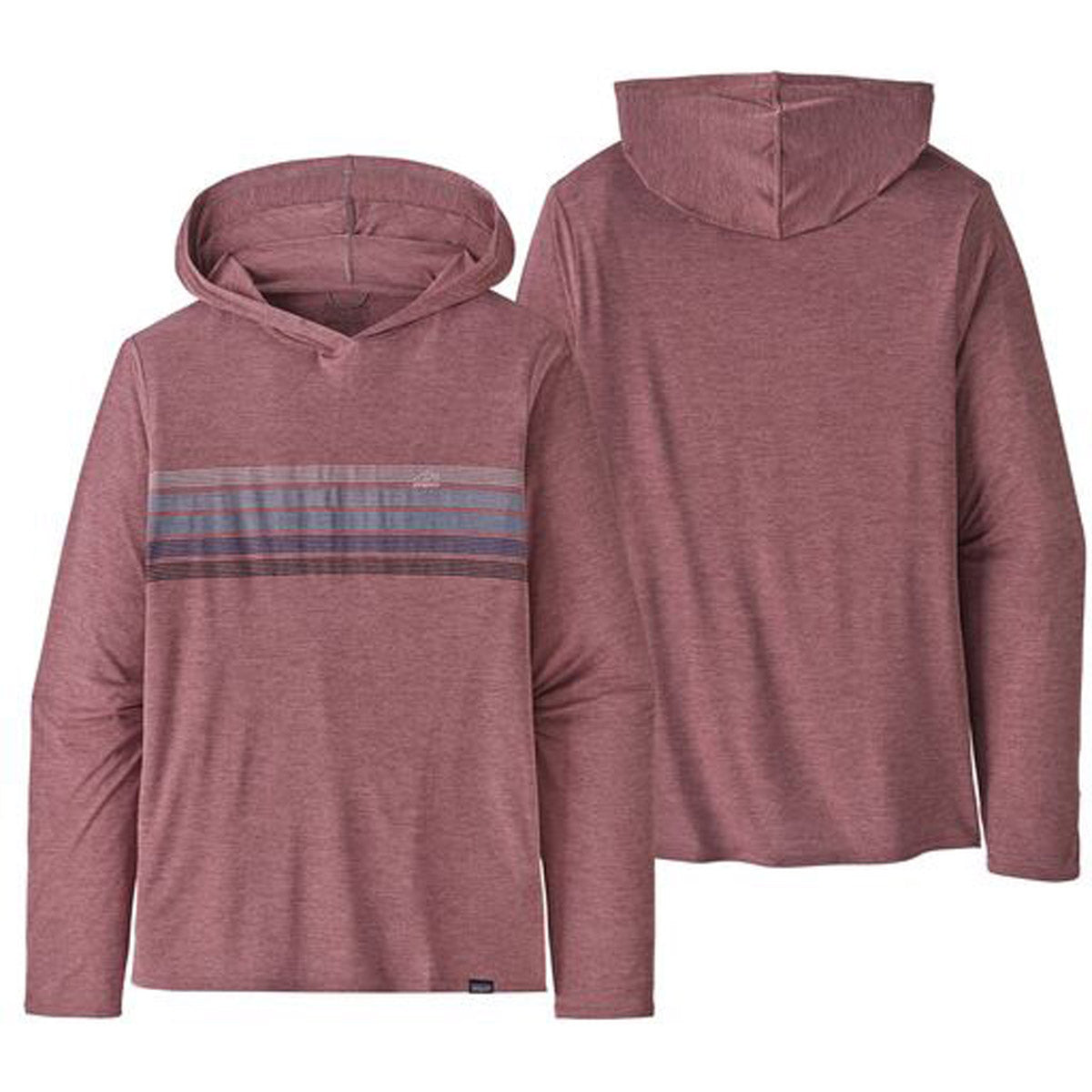Patagonia Men's Capilene Cool Daily Graphic Hoody Line Logo Ridge tripe: Evening Mauve X-Dye / S