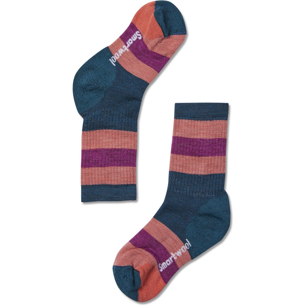 Smartwool Kids&#39; Hike Medium Striped Crew Socks Deep Marlin