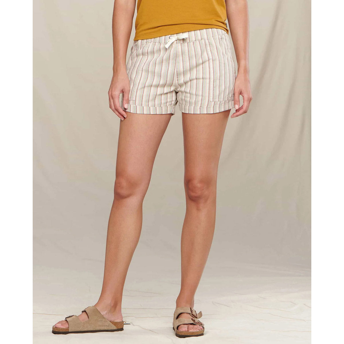 Toad&Co. Women's Taj Hemp Short Egret Thin Stripe