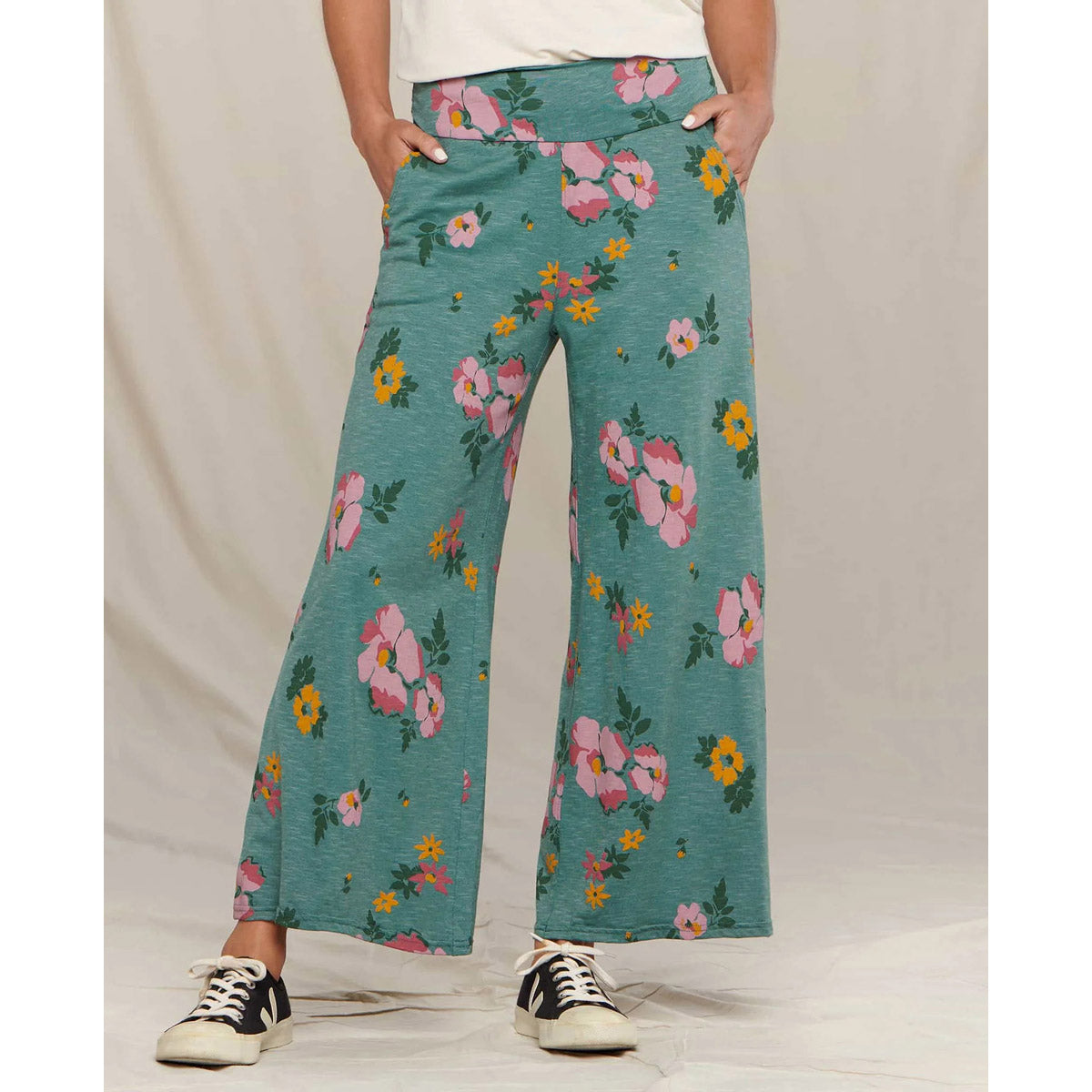 Toad&Co. Women's Chaka Wide Leg Pant Silver Pine Floral Print
