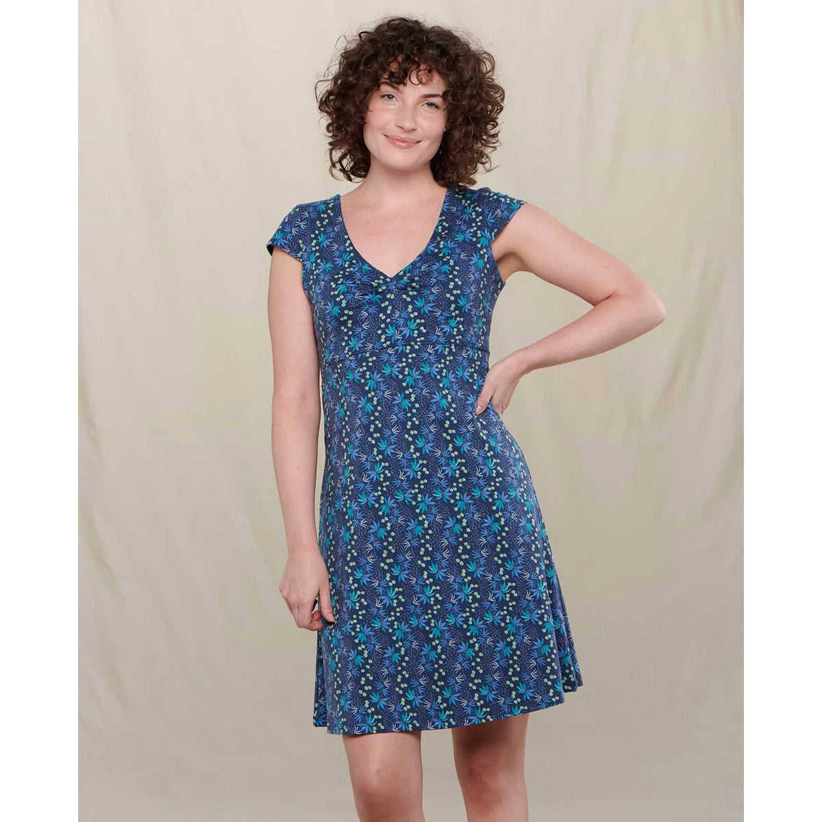 Toad&Co. Women's Rosemarie Dress True Navy Palm Print