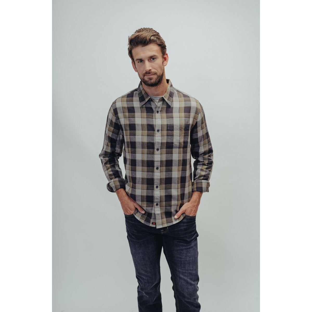 The Normal Brand Men's Nikko Button Up Shirt Grey Plaid