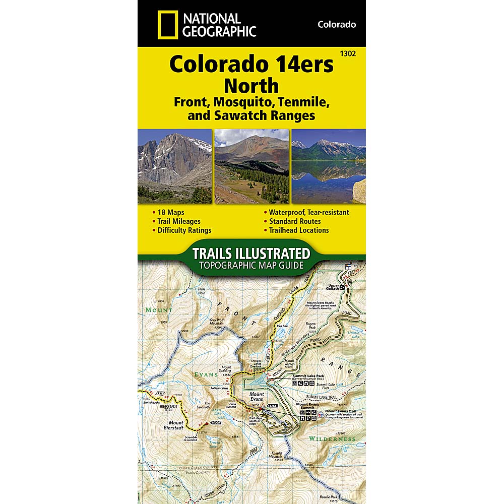 Trails Illustrated Map: Colorado 14ers North (Sawatch, Mosquito, and Front Ranges)-National Geographic Maps-Uncle Dan's, Rock/Creek, and Gearhead Outfitters