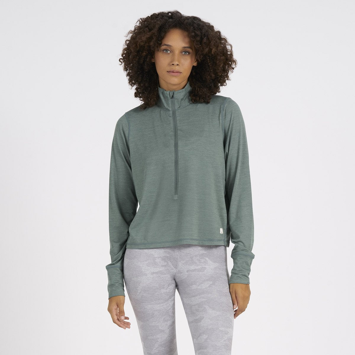 Vuori Women&#39;s Crescent 1/2 Zip Kelp Heather