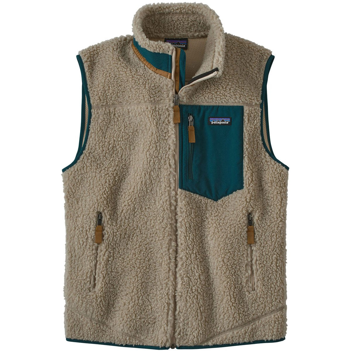 Patagonia Men's Classic Retro-X Fleece Vest Pelican w/Dark Borealis Green