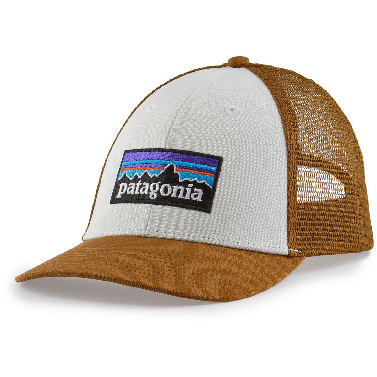 Patagonia P-6 Logo LoPro Trucker Hat White w/Bear Brown