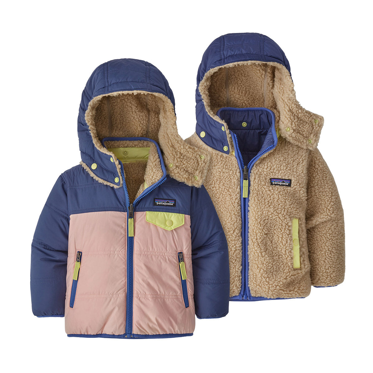 Patagonia Baby Reversible Tribbles Hoody Seafan Pink w/Current Blue